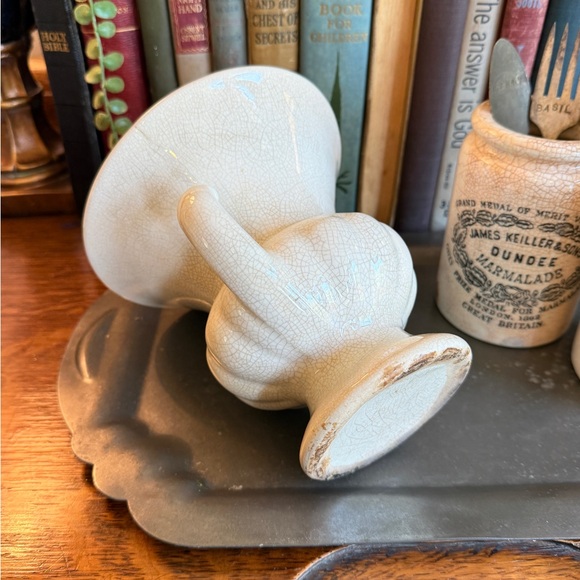 Vintage Heavily Crazed & Stained Ceramic Urn Vase with Double Handles - Picture 16 of 16